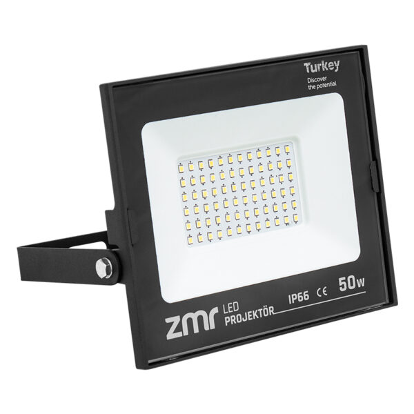 Zmr 302/s 50 Watt - 220 Volt 6500k Ip66 150* Işık Açısi Si̇yah Slim Kasa Led Projektör