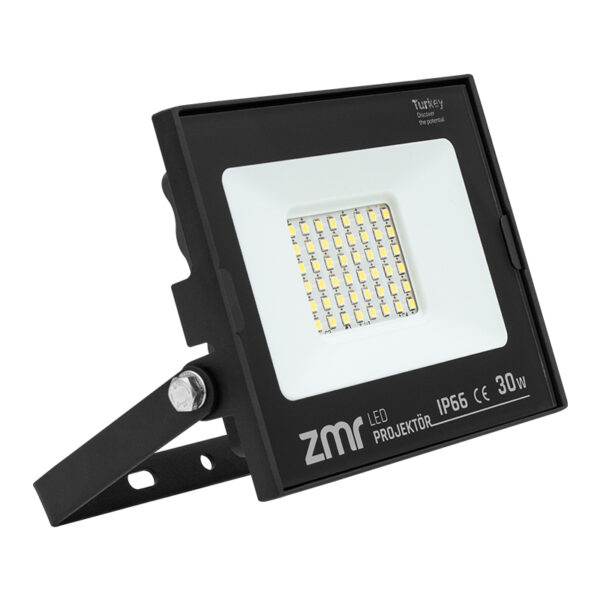 Zmr 30 Watt - 220 Volt 6500k Ip66 150* Işık Açısi Si̇yah Slim Kasa Led Projektör