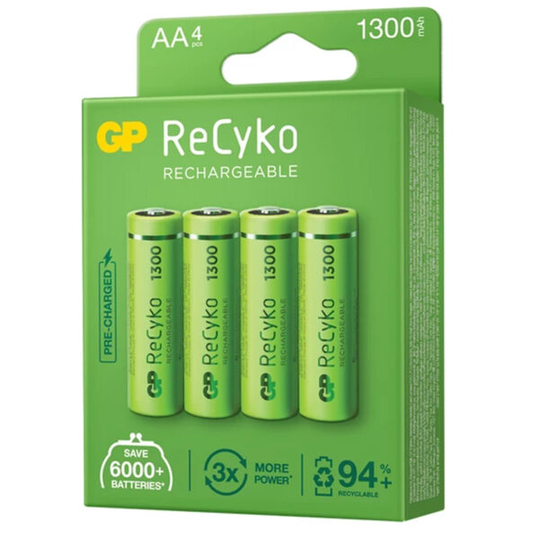 Gp Recyko 1300 Mah Ni-mh R6 Şarjli Aa 4'lü Kalem Pi̇l