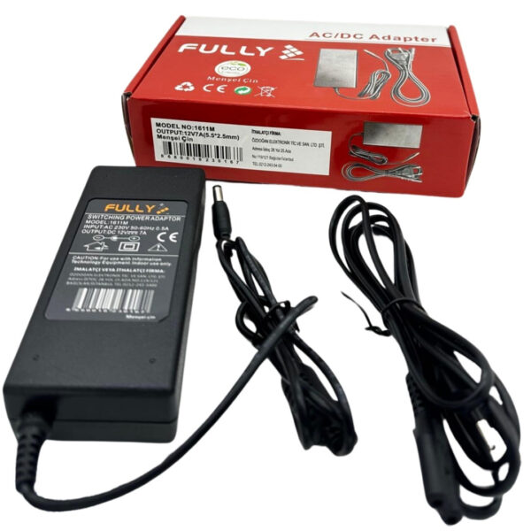 Fully 1611m 12 Volt - 7 Amper 5.5*2.5 Uçlu Plasti̇k Kasa Masaüstü Adaptör