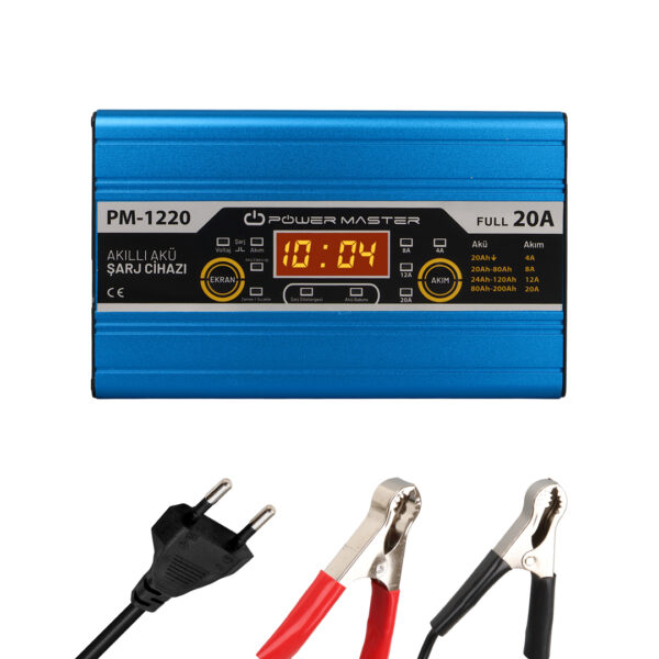 Powermaster Pm-1220 12 Volt Max 20 Amper Lcd Ekranlı Kuru - Asi̇t - Jel Akü Şarj Cihazı