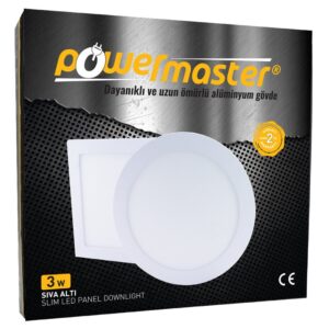 Powermaster 3 Watt 3000k 70 Mm Siva Alti Günişığı Yuvarlak Slim Led-eco Spot Panel