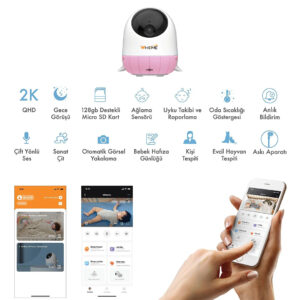Whome Yapay Zeka Destekli̇ 2k Ptz Gece Görüşlü Pembe Wi̇fi̇ Bebek Güvenli̇k Kamerasının (128 Gb Tf Kart Destekli̇)