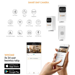 Whome Yapay Zeka Destekli̇ 4k 8 Mp Gece Görüşlü Ptz Kamera (128 Gb Tf Kart Destekli̇)