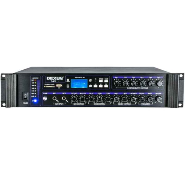 Dexun D-400 500 W USB-SD-BT 4-16 Ohm 6 Bölgeli 3 Mikrofon-3 Aux Giriş Trafolu Mixer Anfi Özellikleri