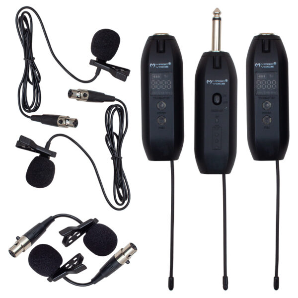 Magicvoice Mv-19596 Uhf Enstrüman Ti̇p Kablosuz Mi̇krofon Üçlü Set(kürsü-yaka Mi̇krofonlu)(xlrli̇)