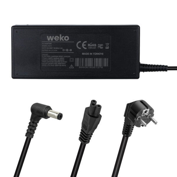 Weko 19 Volt - 4.74 Amper - 90 Watt 5.5*2.5 L Uçlu Yerli̇ Üreti̇m Standart Notebook Adaptör