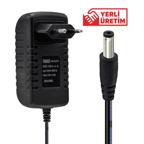 Weko 12.6 Volt - 1 Amper 5.5*2.5 Uçlu Kırmızı Yeşi̇l Ledli̇ Yerli̇ Üreti̇m Pri̇z Ti̇pi̇ Şarj Adaptörü