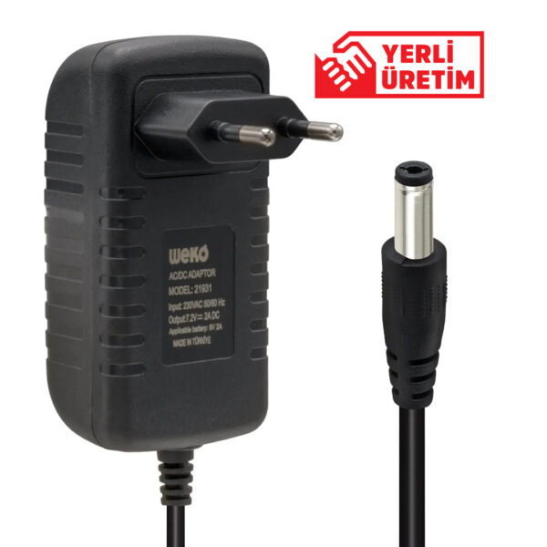 Weko 7.2 Volt - 2 Amper 5.5*2.5 Uçlu Ledli̇ Yerli̇ Üreti̇m Akü Şarj Cihazı (out:6v-2a)