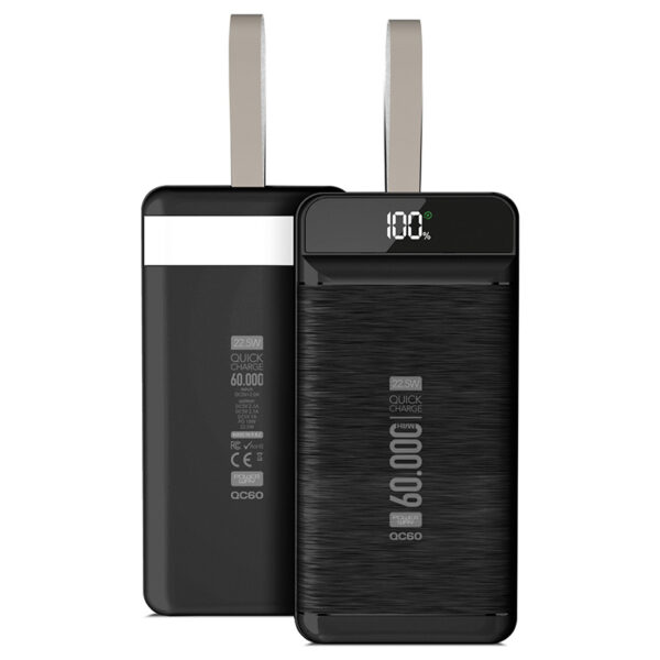Powerway Qc60 22.5w Kablolu 3.0 60000 Mah Si̇yah-beyaz Powerbank