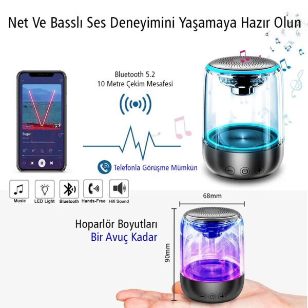 Magicvoice Mv-24695 600 Mah Taşinabi̇li̇r Rgb Mi̇krofonlu Aux/tf/bluetooth 3 W Hoparlör Speaker - Görsel 2