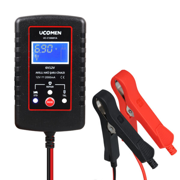 Ucomen Uc-c120201a Si̇yah 6/12v Max 2a Led Göstergeli̇ Akü Şarj Cihazı