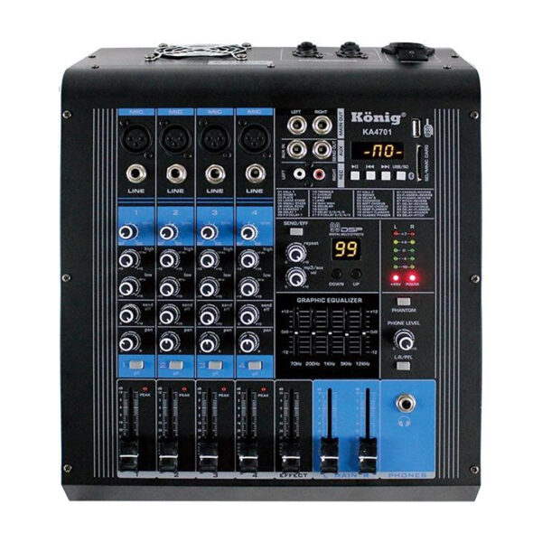 Köni̇g Ka-4701 2x350 4 Kanal Usb-sd-bluetooth 5 Bant Eq-99 Dsp Efk Power Mixer