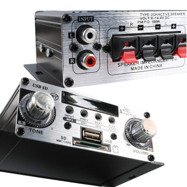 Magicvoice Yw-191l 12 Volt 100 Watt Motosi̇klet Bluetooth Amfi̇ Usb/sd 2 Kanal Pazarci - Anfi̇ (125x95x40mm) - Görsel 2