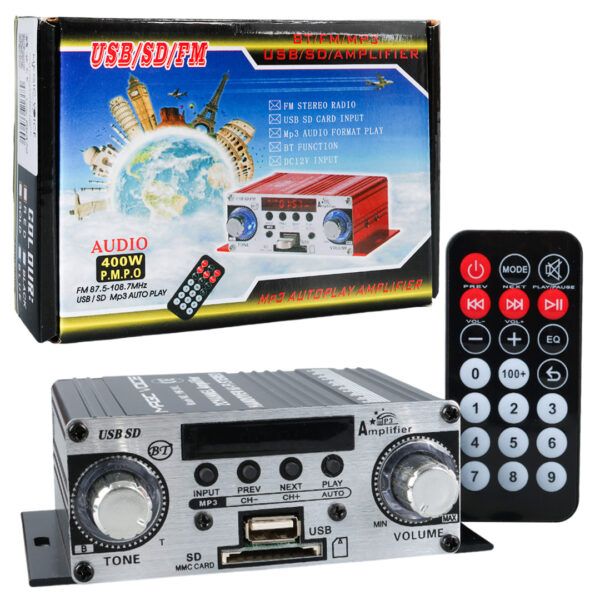 Magicvoice Yw-191l 12 Volt 100 Watt Motosi̇klet Bluetooth Amfi̇ Usb/sd 2 Kanal Pazarci - Anfi̇ (125x95x40mm)