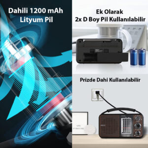 Magicvoice Usr11 Portati̇f Radyo Fm-usb-sd/mmc-aux (88-108 Fm Frekans Araliği)