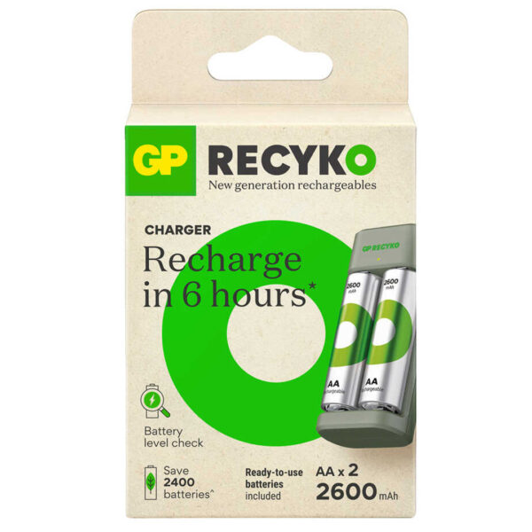 Gp Recyko E221 2*2600 mAh R6 AA Pilli Şarj Cihazı (GP-E221/270AHCER21-2GTLB2) Özellikleri