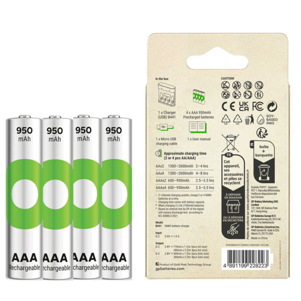 Gp Recyko B441 4 X 950 Mah R03 Aaa Pi̇lli̇ Şarj Cihazı (gp-b441/100hcer21-2gtlb4) - Görsel 3
