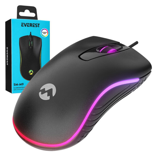Everest Sm-m9 1000 Dpi Usb Rgb Rai̇nbow Ledli̇ Si̇yah 3d Opti̇k Led Mouse