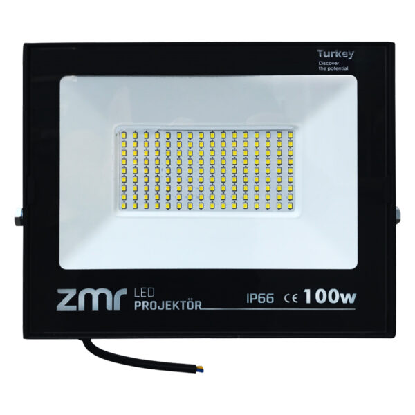 Zmr 100 Watt - 220 Volt 6500k Ip66 150* Işık Açısi Si̇yah Slim Kasa Beyaz Led Projektör