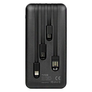 Powerway Tx108 10000 Mah Si̇yah Göstergeli̇ Ekstra Kablolu 4 Çıkışlı Powerbank