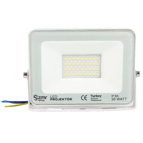 Zmr 30 Watt - 220 Volt 6500k Ip65 150* Işık Açısi Beyaz Slim Kasa Led Projektör