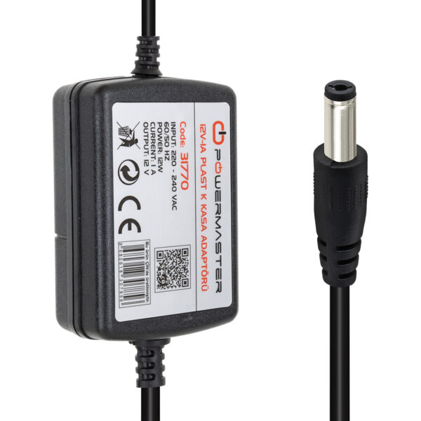 Powermaster Pm-31770 12 Volt - 1 Amper - 12 Watt 5.5*2.5 Mm Uçlu İki̇ Ucu Kablolu Masaüstü Adaptör