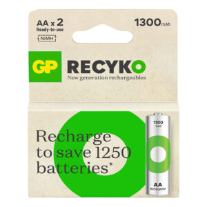 Gp Recyko 1300 Mah Ni̇-mh 1.2 Volt Aa Kalem Şarjli Pi̇l 2'li Paket Gp130aahce-2eb2 (gprhc132e000)