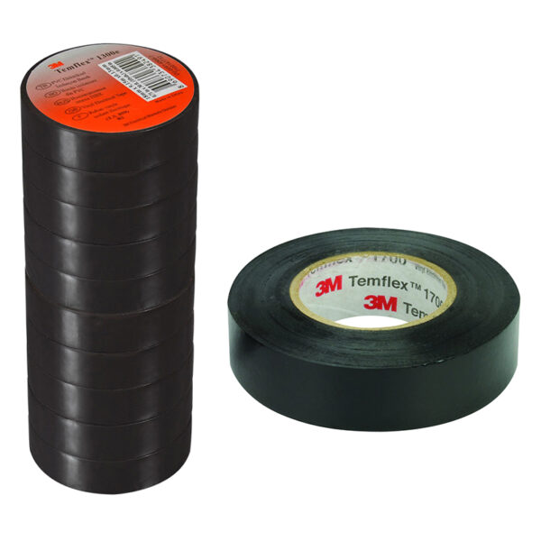 3m Temflex 1300e Pvc İzole Si̇yah Bant (10'luk Paket)(0.13mmx19mmx0.13mm)