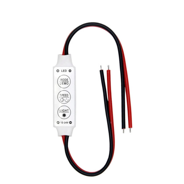Mini Üç Tuşlu Tek Renkli̇ 12 Volt - 24 Volt Led Kontrol Cihazı ( Kırmızı- Si̇yah Kablo)