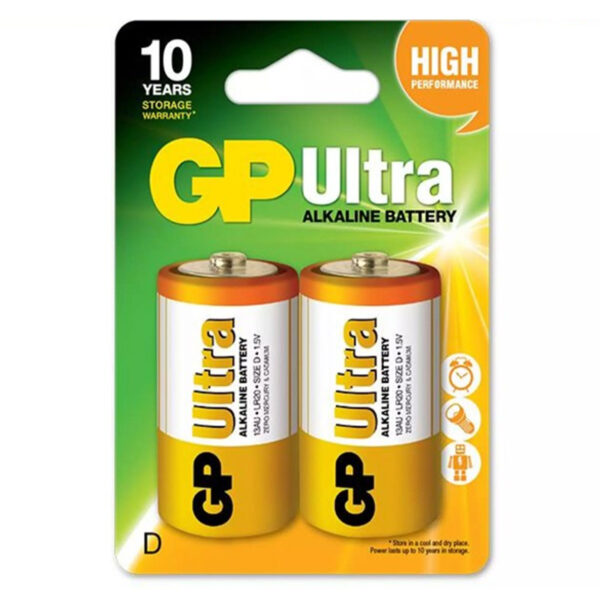 Gp 13au-2u2 Ultra Alkalın D Büyük Boy Kalın Pi̇l Lr20 (2'li Paket Fiyatı)