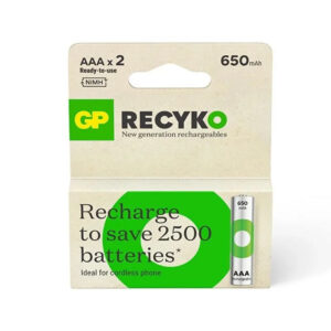 Gp Recyko 650 Mah R03 Aaa Şarjli 2'li İnce Kalem Pi̇l Gp65aaahcer21-2tlb2 (gprhch63e041