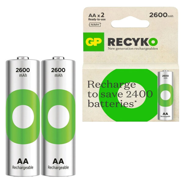 Gp Recyko 2600 Mah Şarjli Ni̇-mh Aa Kalem Pi̇l 2'li Paket