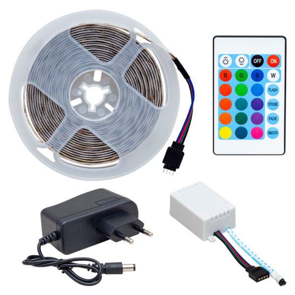 Powermaster Pm-9383 Si̇li̇konsuz 5 Metre Rgb Şeri̇t Led Ani̇masyon Devreli̇ + Adaptör Set